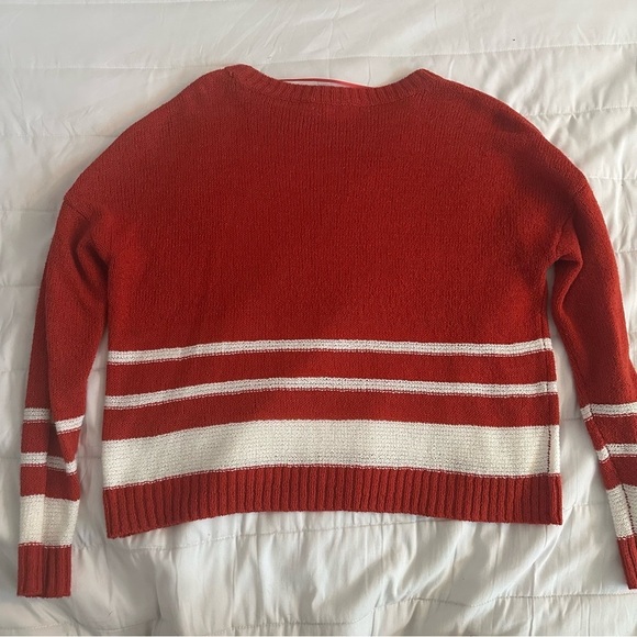 SO Red and White Striped Women's Lightweight Sweater Relaxed Fit Small - Picture 2 of 5